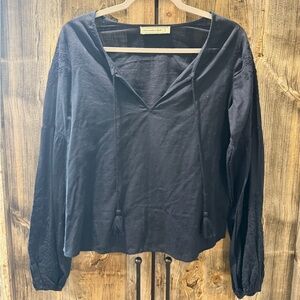 Abercrombie & Fitch Navy Blouse with Tassel Accents